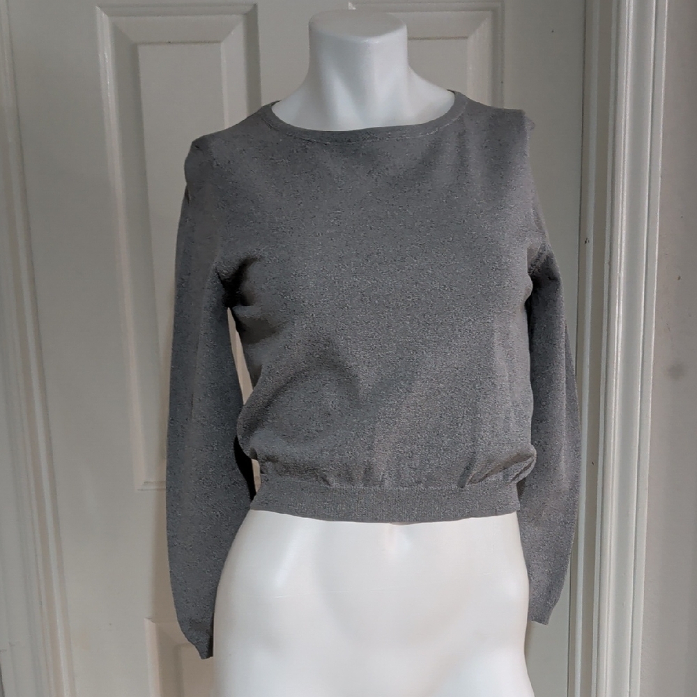 House of Chic Gray Cropped Long Sleeve Top Women's Small
